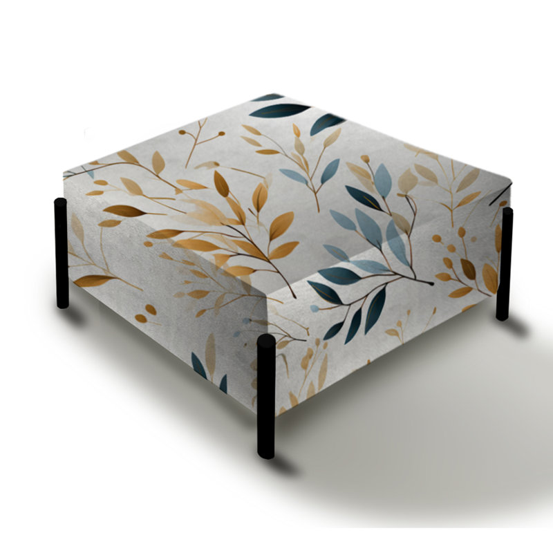 Image showcasing Design Art Minimalist Leaves - Plants Large Square Ottoman | Wayfair
